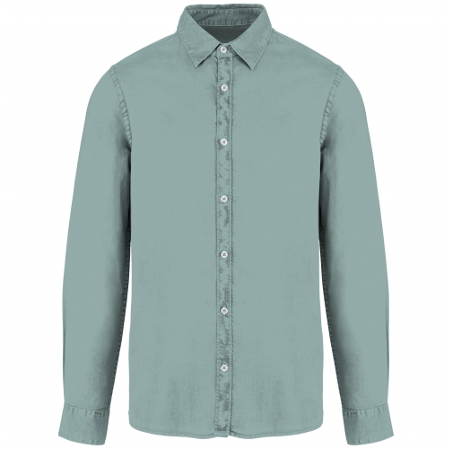 washed jade green Camisa ecorresponsable efecto lavado hombre