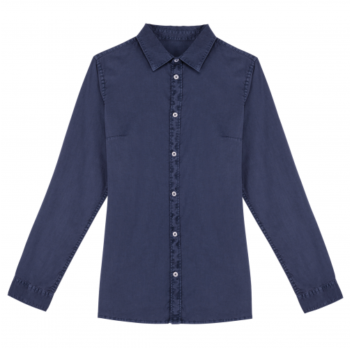 washed navy Camisa ecorresponsable efecto lavado mujer