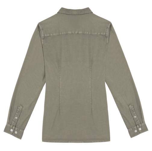 washed pale khaki Camisa ecorresponsable efecto lavado mujer