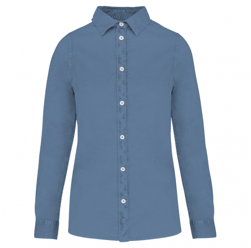 washed cool blue Camisa ecorresponsable efecto lavado mujer