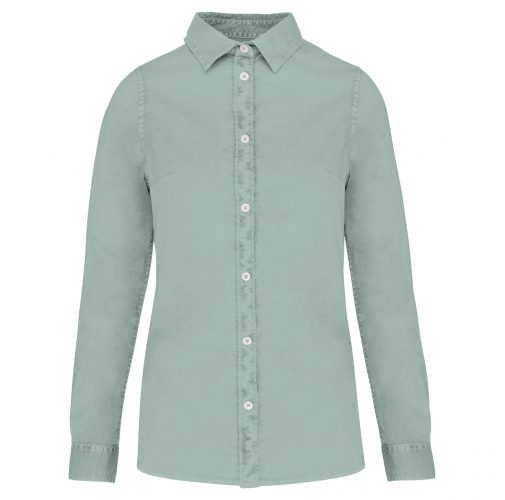washed jade green Camisa ecorresponsable efecto lavado mujer