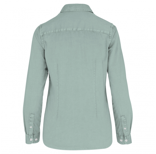 washed jade green Camisa ecorresponsable efecto lavado mujer