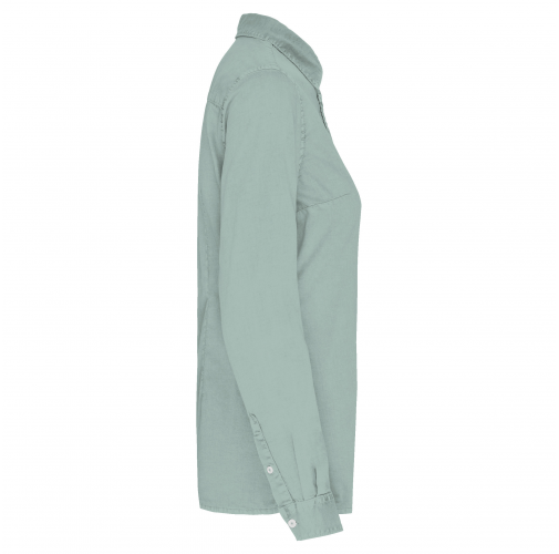 washed jade green Camisa ecorresponsable efecto lavado mujer