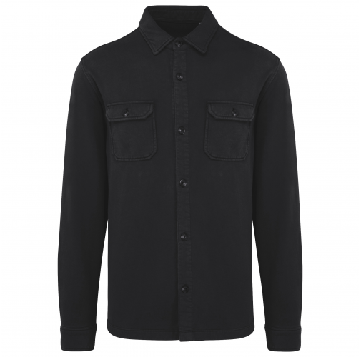 washed black Sobrecamisa ecorresponsable efecto lavado de felpa perchada hombre