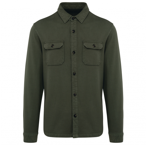 washed organic khaki Sobrecamisa ecorresponsable efecto lavado de felpa perchada hombre