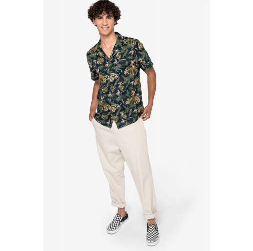 Camisa ecorresponsable con estampado hawaiano hombre