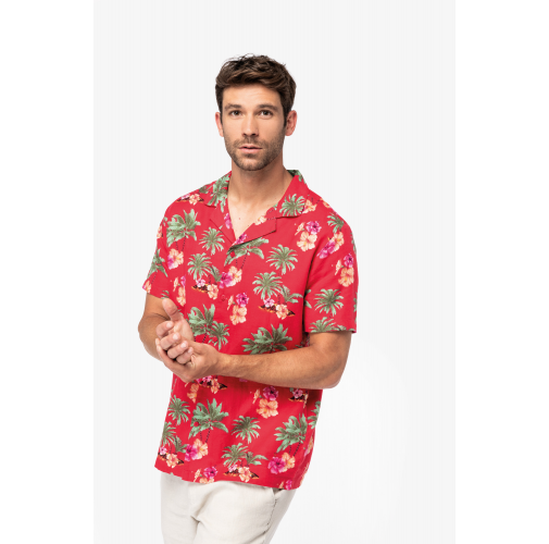 Camisa ecorresponsable con estampado hawaiano hombre