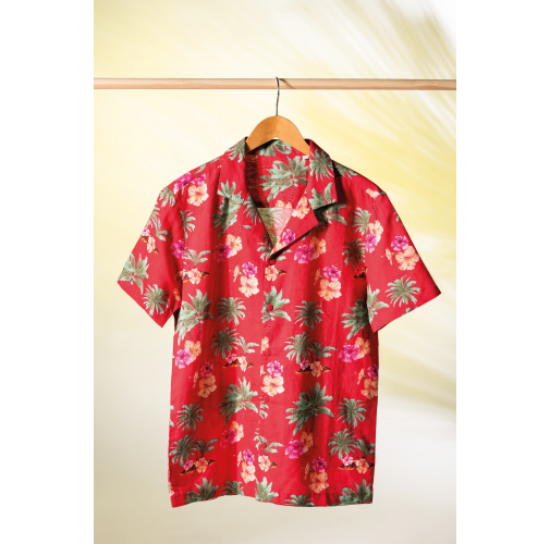 Camisa ecorresponsable con estampado hawaiano hombre