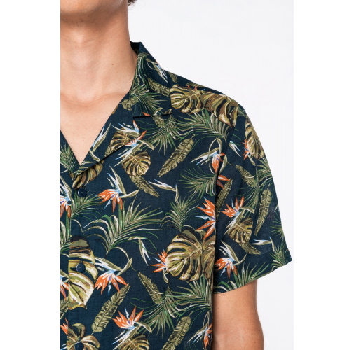 Camisa ecorresponsable con estampado hawaiano hombre