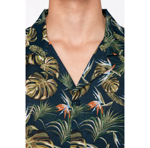 Camisa ecorresponsable con estampado hawaiano hombre