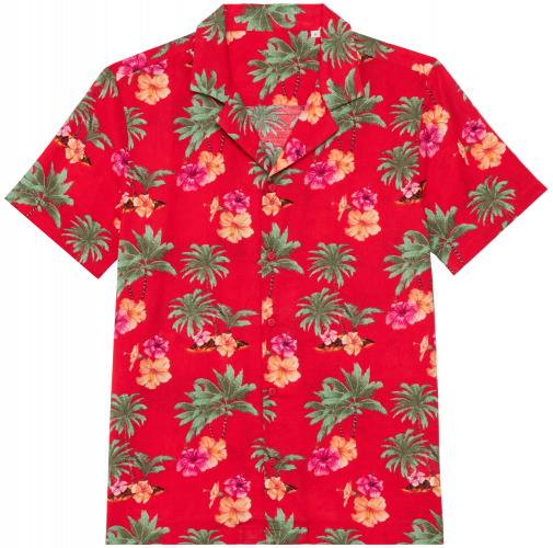 Camisa ecorresponsable con estampado hawaiano hombre