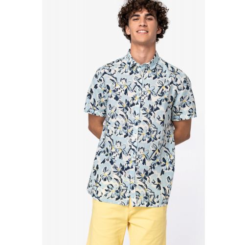 Camisa ecorresponsable con estampado vegetal hombre