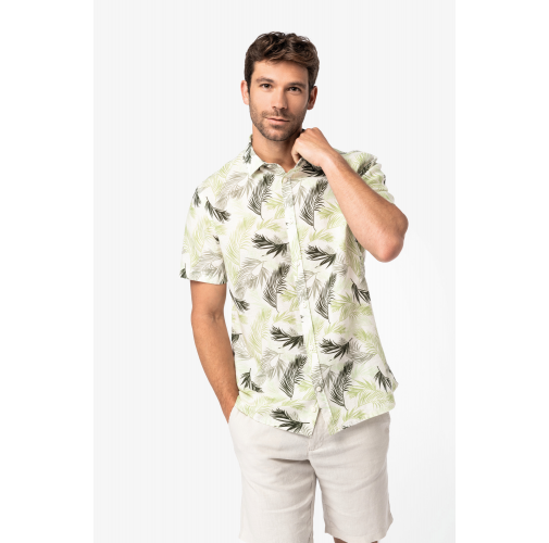 Camisa ecorresponsable con estampado vegetal hombre