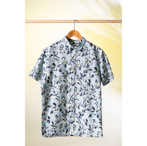 Camisa ecorresponsable con estampado vegetal hombre