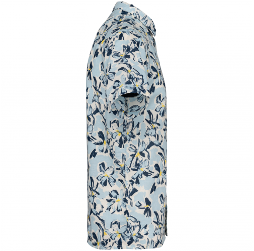 ivory floral blue Camisa ecorresponsable con estampado vegetal hombre