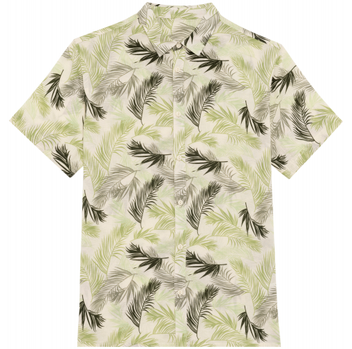 ivory palm leaves Camisa ecorresponsable con estampado vegetal hombre