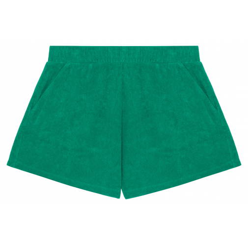 malachite green Short ecorresponsable de rizo mujer