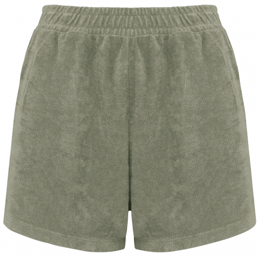almond green Short ecorresponsable de rizo mujer