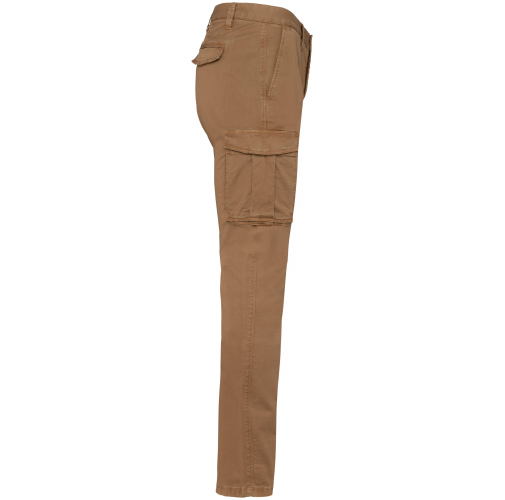 washed dark camel Pantalón cargo ecorresponsable efecto lavado hombre