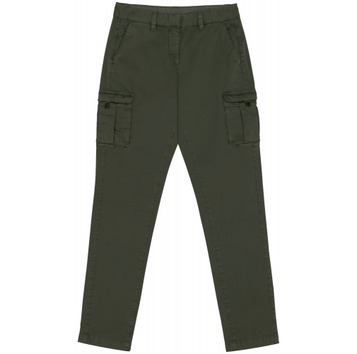 washed organic khaki Pantalón cargo ecorresponsable efecto lavado mujer