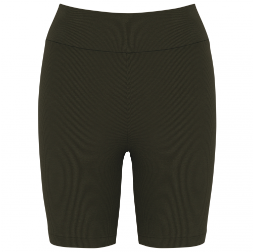 organic khaki Short ecorresponsable de canalé mujer