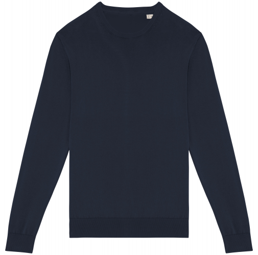 washed navy blue Jersey ecorresponsable efecto lavado cuello redondo hombre