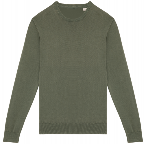 washed organic khaki Jersey ecorresponsable efecto lavado cuello redondo hombre