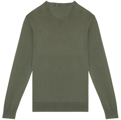 washed organic khaki Jersey ecorresponsable efecto lavado cuello redondo hombre