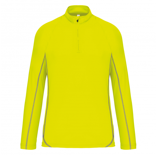 fluorescent yellow Top deportivo de manga larga ¼ zip hombre