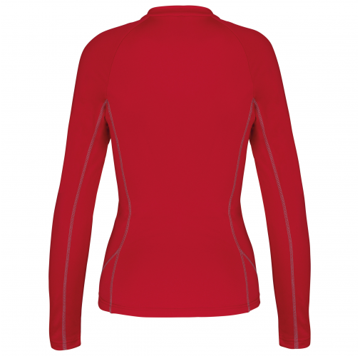 sporty red Top deportivo manga larga ¼ cremallera mujer