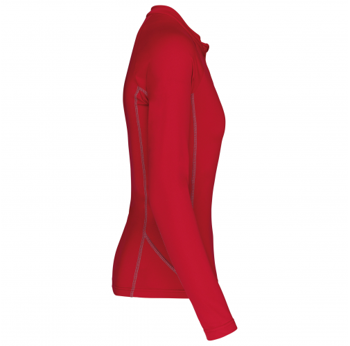 sporty red Top deportivo manga larga ¼ cremallera mujer
