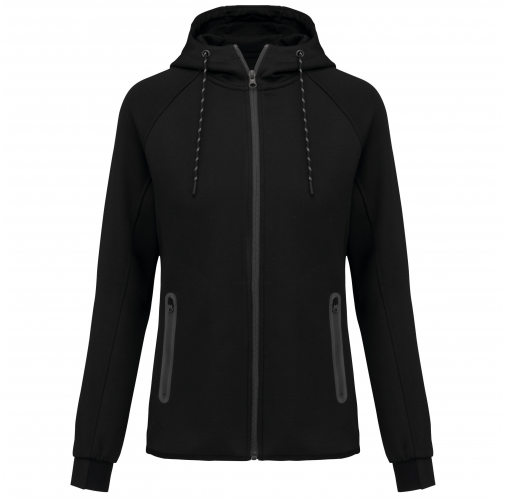 black Chaqueta de chándal performance con capucha mujer