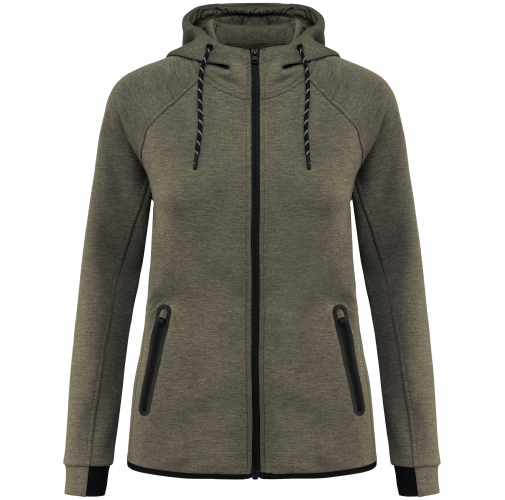 light khaki heather Chaqueta de chándal performance con capucha mujer