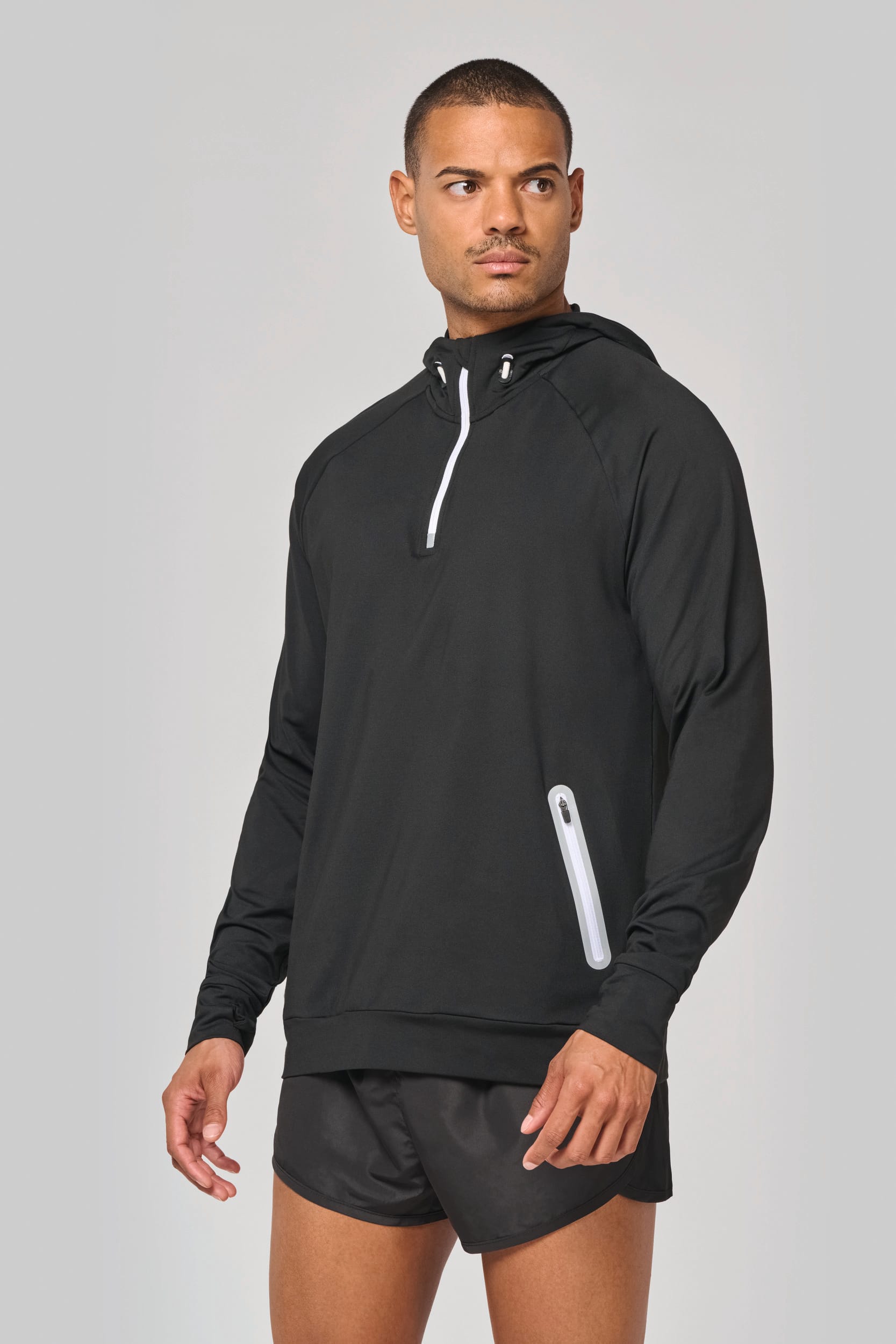 SUDADERA DEPORTIVA CAPUCHA 1/4 CREMALLERA UNISEX
