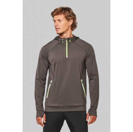 Sudadera deportiva capucha 1/4 cremallera unisex