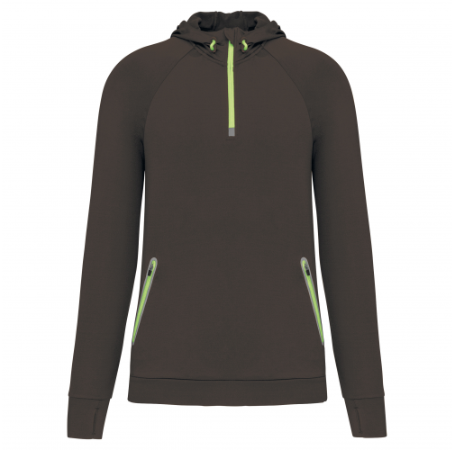 Sudadera deportiva capucha 1/4 cremallera unisex