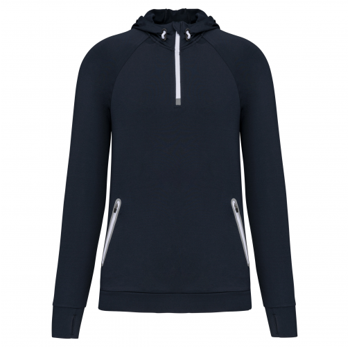 Sudadera deportiva capucha 1/4 cremallera unisex