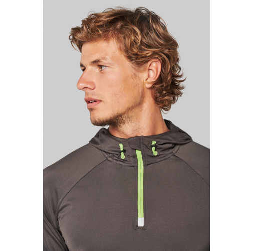 Sudadera deportiva capucha 1/4 cremallera unisex