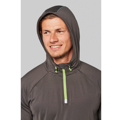 Sudadera deportiva capucha 1/4 cremallera unisex
