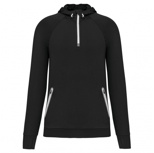 Sudadera deportiva capucha 1/4 cremallera unisex