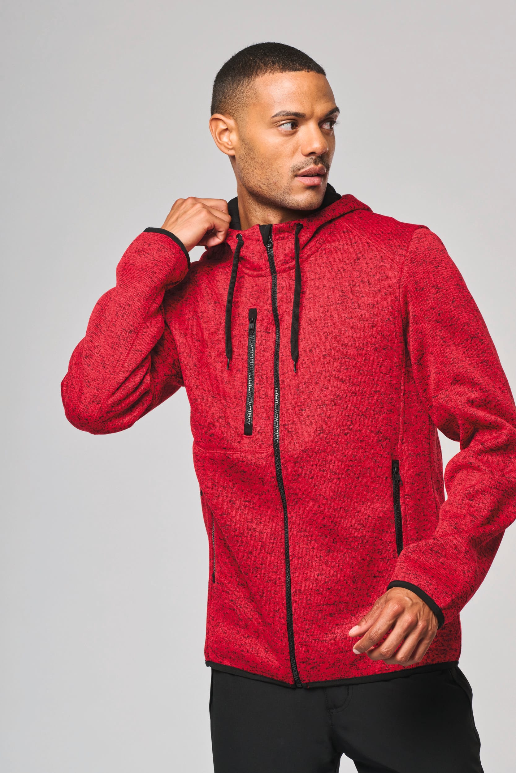 Chaqueta jaspeada con capucha hombre