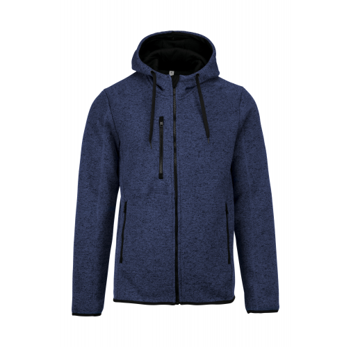 navy melange Chaqueta jaspeada con capucha hombre