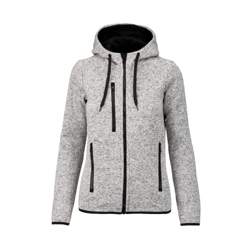 light grey melange Chaqueta jaspeada con capucha mujer