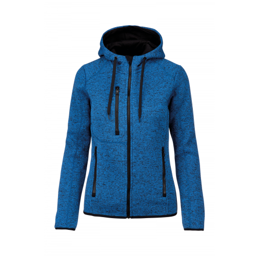 light royal blue melange Chaqueta jaspeada con capucha mujer