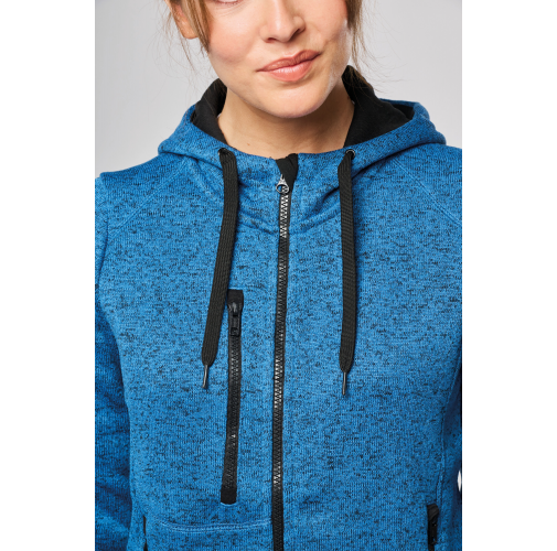 Chaqueta jaspeada con capucha mujer