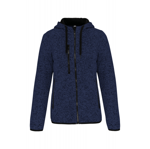 navy melange Chaqueta jaspeada con capucha mujer