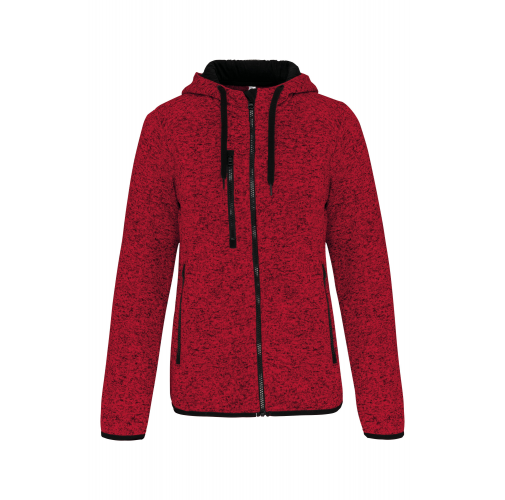 red melange Chaqueta jaspeada con capucha mujer