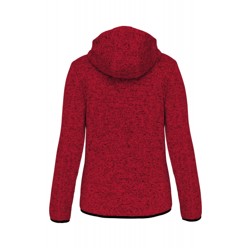red melange Chaqueta jaspeada con capucha mujer