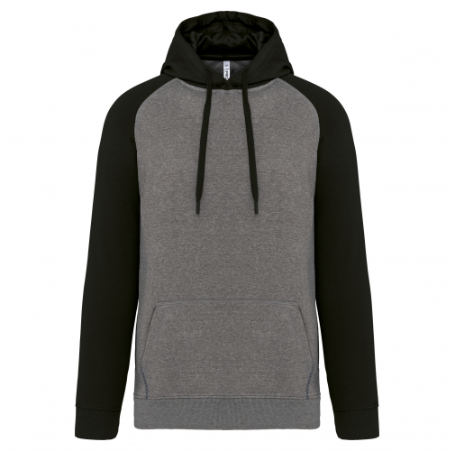 grey heather / black Sudadera bicolor con capucha adulto
