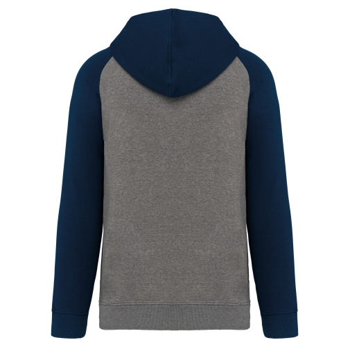 grey heather / sporty navy Sudadera bicolor con capucha adulto